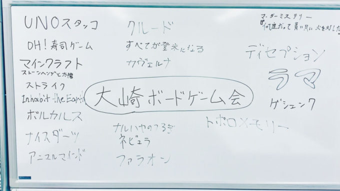 大崎ボードゲーム会で遊ばれたゲーム